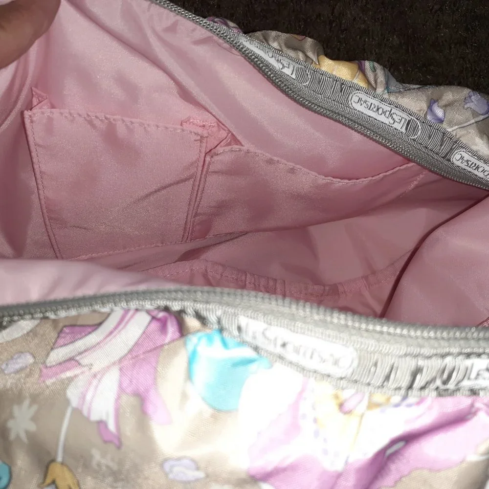 LESPORTSAC-Large Sling Hobo-Floral Pastel Gray-Shoulder/Xbody-Near Mint